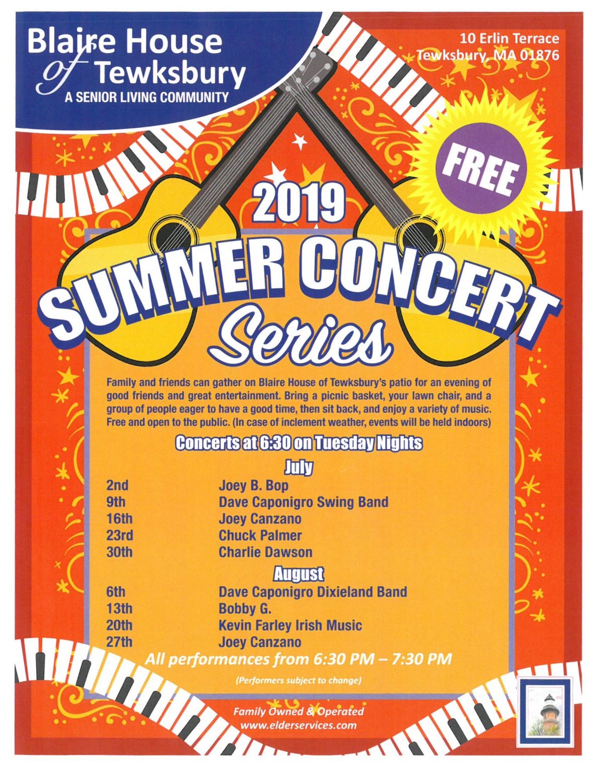 2019 Summer Concert Series at Blaire House of Tewksbury - Allcutis ...